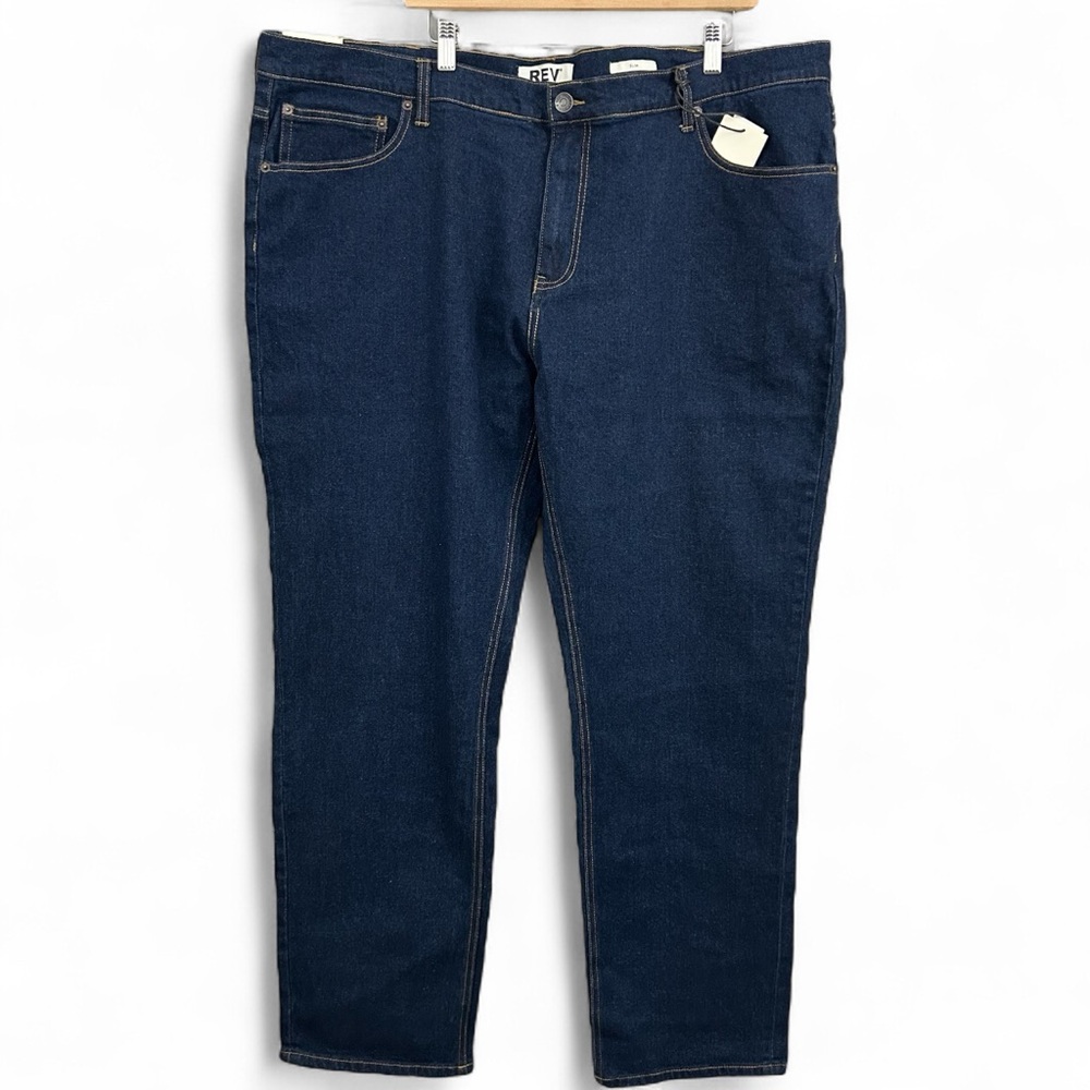 NWT REV Revelation Men's Dark Blue Jeans Slim Size 44x32